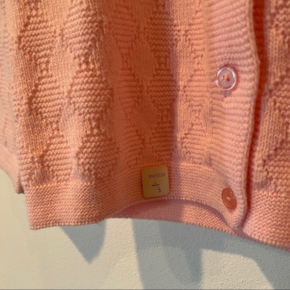 Vintage Pink Diamond Textured Button Up Cardigan Size S Spring Coquette Ballet - Picture 3 of 9